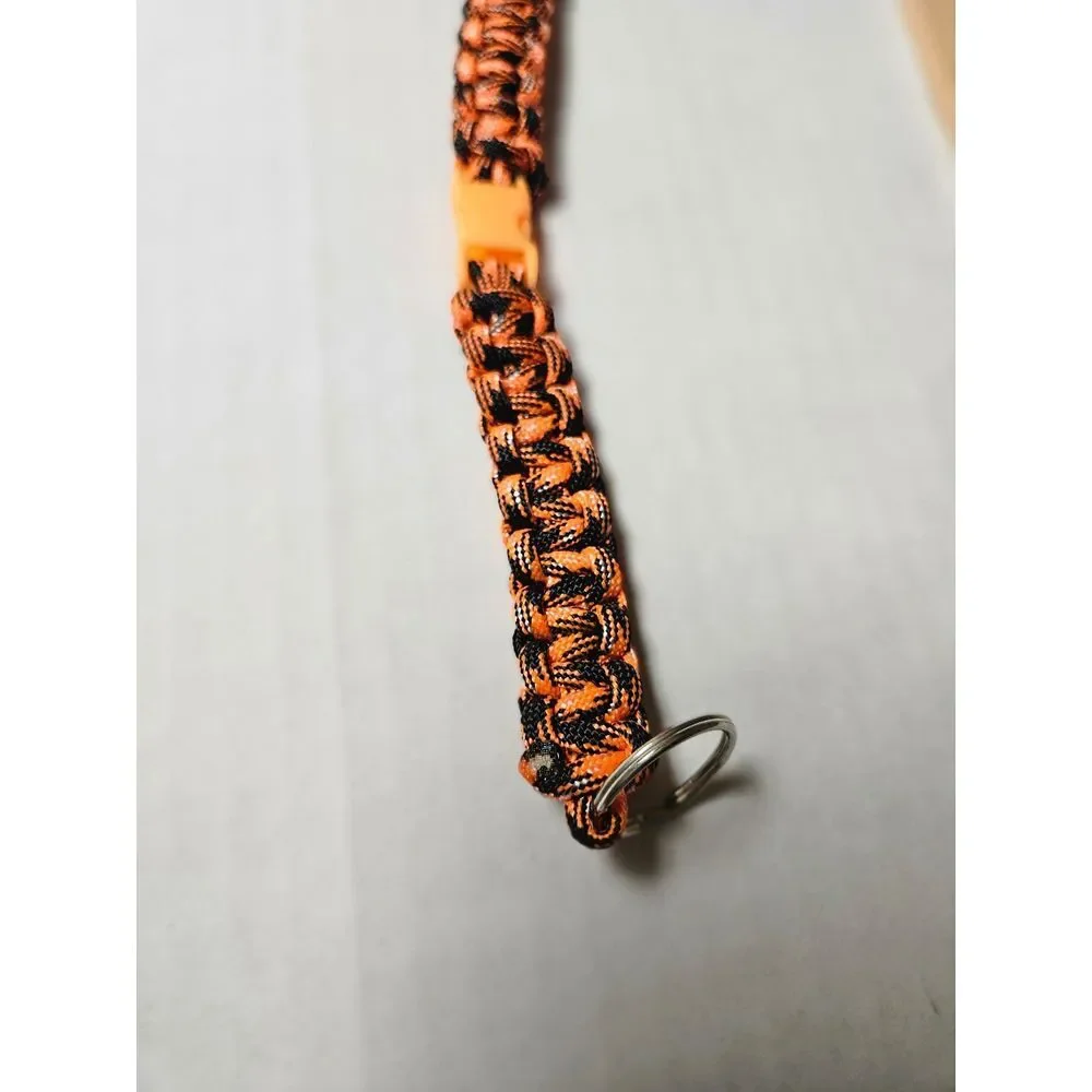 Paracord Keychain Lanyard Orange and Black New‎